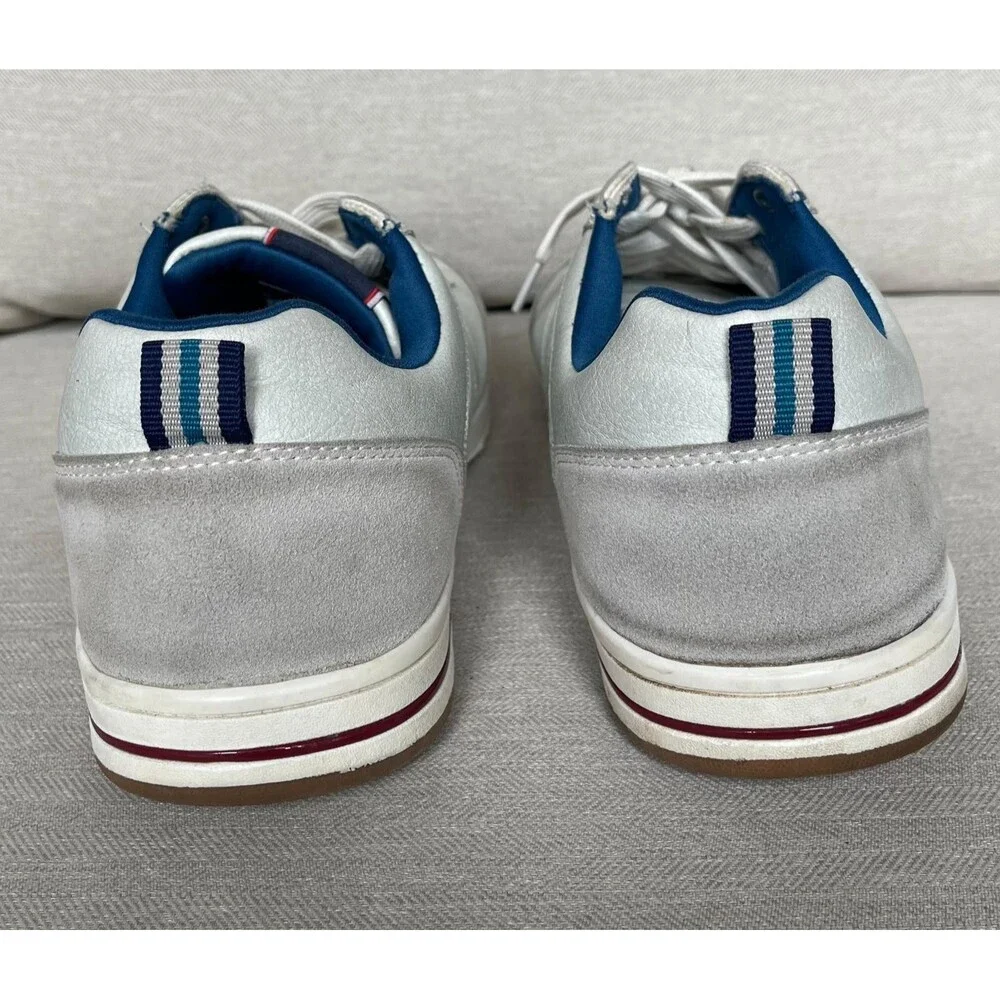Arrigobello Casual Sneakers White Gray Men's US 12 EU 46 Lace Up Low Top Shoes